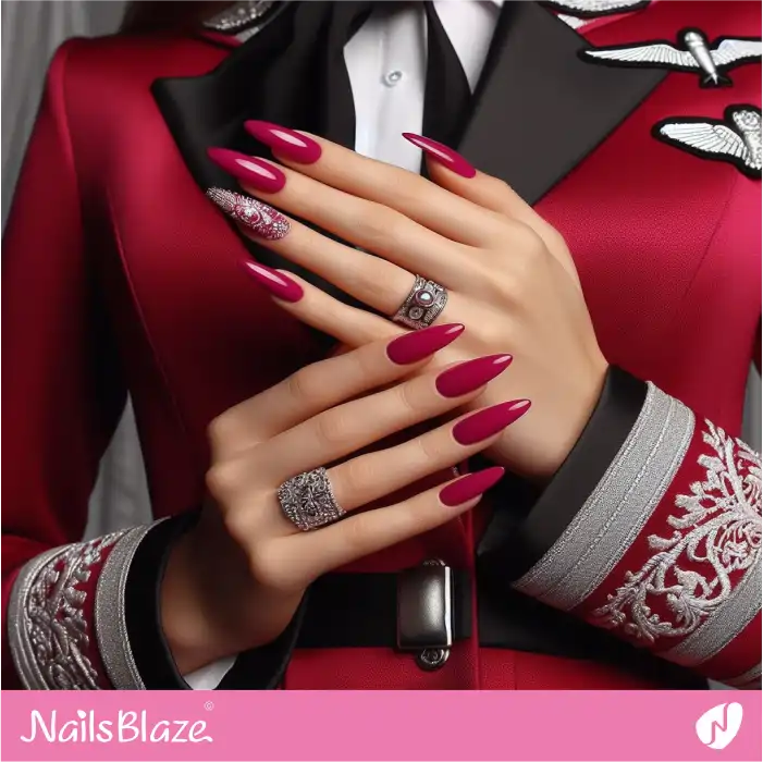 Fiery Fuchsia Nails with Accents Design | Cabin Crew Nails - NB3964